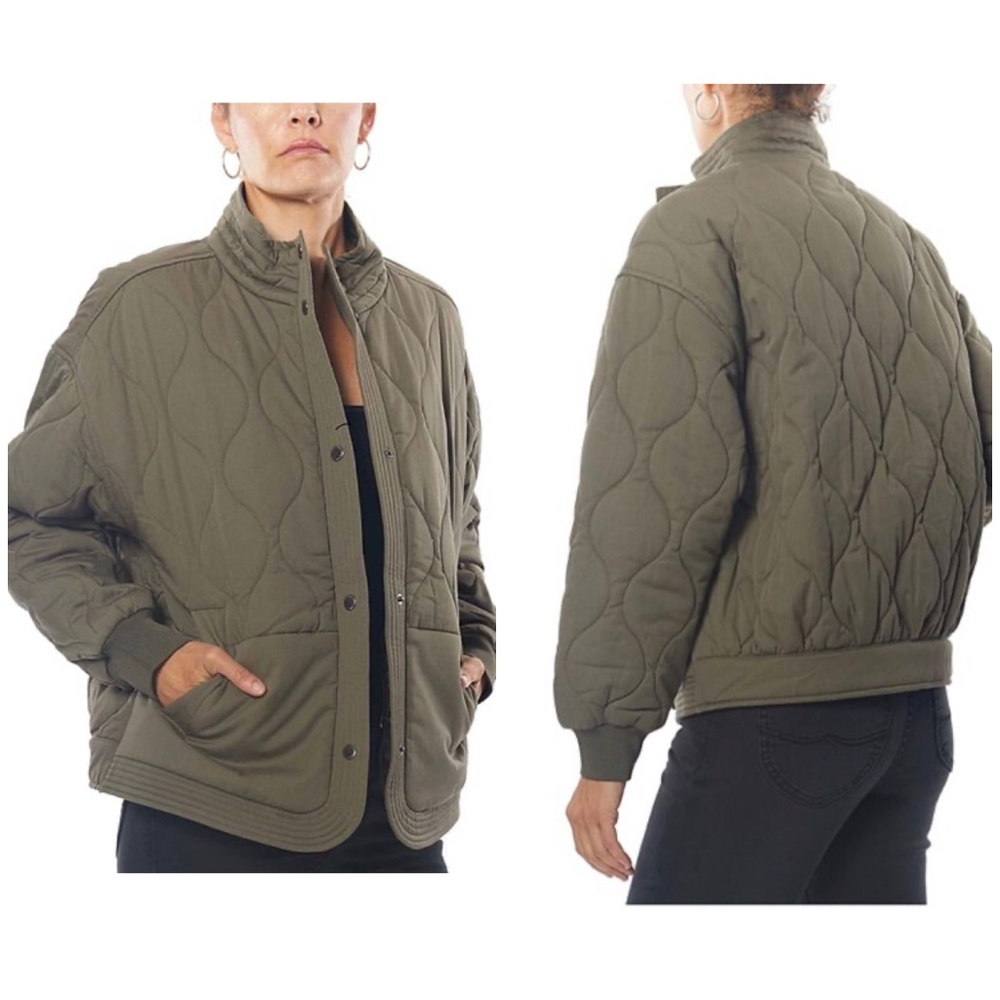 Jou Jou Macy's Plus Size Olive Green Quilted Jacket - Picture 9 of 15
